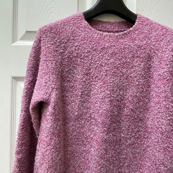 Loft Women's S Boucle Textured Marled Pink Crewneck Sweater Ribbed Hem & Cuffs - Picture 1 of 14
